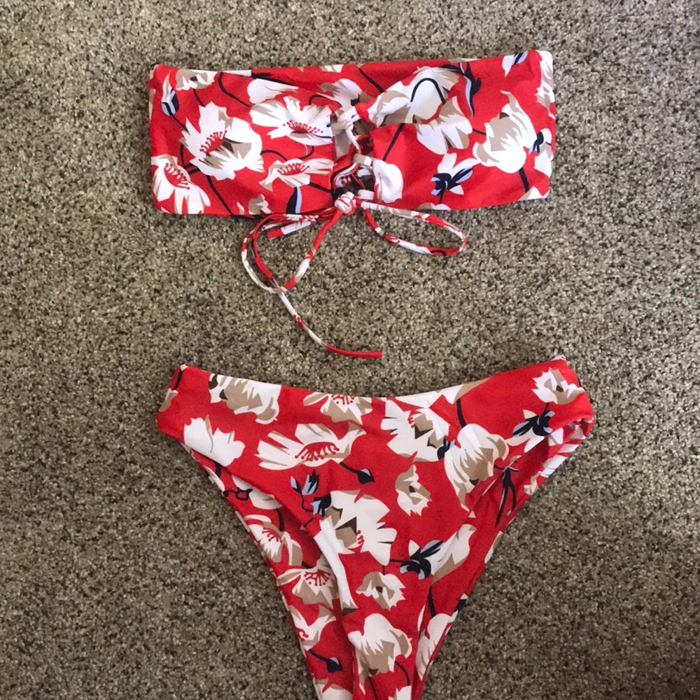 High waisted floral bathing suit!